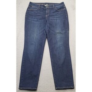 Talbots Signature Ankle Jeans Womens 10 Petite Blue Denim Whiskered Straight Leg